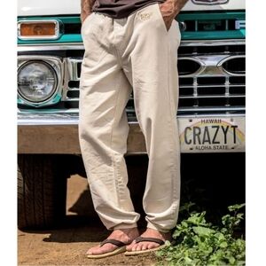 Crazy Shirts Hawaii Pants Mens Medium Tan Coconut Died Canton Jogger Sweatpants